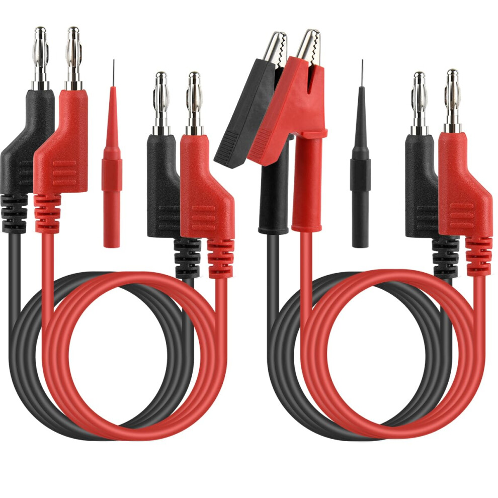 Photos - Other Hand Tools Multimeter Test Leads Set 4mm, 2pcs Banana Plug to Crocodile Clips Electrical Alligator Test Leads, 2pcs Double Ended Banana