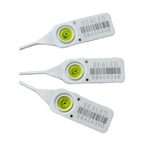 White Barcode 380mm Plastic Tamper Seals. Tracktor Truck Numbered Tags Pull Ties Anti-Tamper (100) 2