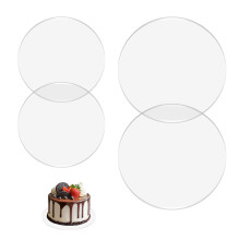 4Pcs acrylic discs for cakes Diameter 6inch 8inch 15cm 20cm 2mm Thick Round Base Board Reusable Clear Blanks Plates for Wedding Birthday Cake Baking