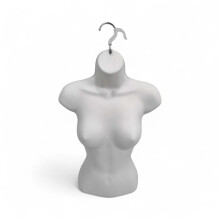 Matt White-Half Hanging Female Mannequin Torso – Lightweight Hollow-Back Display Bust – Wall-Mountable Polyethylene Body Form