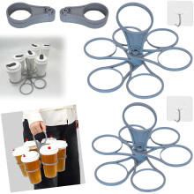 2PCS Collapsible Drink Carrier,Portable All Inclusive Drinks Carrier Tray Holiday Foldable,6-Cup Drink Holder with Handle,Collapsible Drinks Holder H