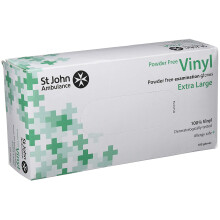 St John Ambulance Vinyl Pre-Powdered Gloves X-Large (Box of 100)