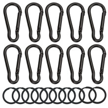 10Pcs Carabiner hooks with 10 Key Rings Heavy-Duty Carabiner Clips, Aluminium Alloy Snap Clip Connector Snap hooks for Camping, Fishing, Hiking