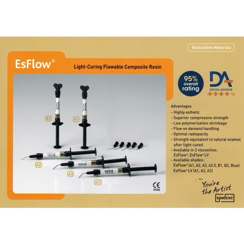 EsFlow 2 x 2 grm - Dental Flowable Light Cure Composite - SPIDENT (Shade A2) (B2) 2