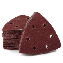 SPEEDWOX 50 Pcs Triangle Sanding Pads Hook and Loop 100 Grit Oscillating Sanding Pad 90mm 6 Holes Fit 3-1/2 Inches Oscillating Multi Tool Detail Sand