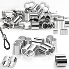 SWTYExt 8mm Wire Rope Crimping Sleeves Aluminum 50pcs Cable Crimps Sleeves Clip Wire Clamp Fittings for 8mm/9mm Wire Rope Bungee Cord Elastic String