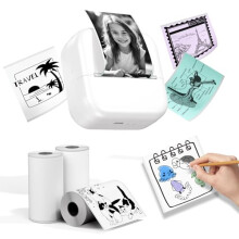 LabelCenter Mini Thermal Printer M02L, Bluetooth Portable Printer Self-Adhesive Labels Mini Printer Portable Printer Label Compatible with iOS and An