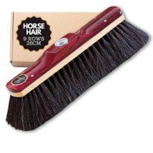 Horsehair Broom Head 28cm for Bricklaying - Durable 9-Row Sweeping Brush with Lacquered Wooden Saddle, Versatile Masonry Tool