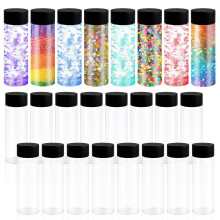 24 PCS 300ml Juicing Bottles, PET Plastic Juice Bottle with lids, Transparent Empty Sensory Bottles, Reusable Juice Bottle, Suitable for Milk and Var