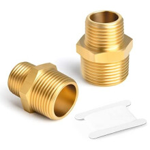 ERGAOBOY 2 Pcs Brass Pipe Fitting, Reducing Hex Nipple, 1/2" x 1/4" Male BSP Coupler Connector for Water/Oil/Gas