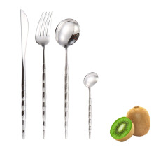 16Piece Stainless Steel Flatware Set for 4, BambooInspired Modern Silverware with Mirror Finish, Dishwasher Safe