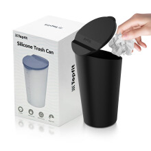 Car Trash Can with Lid, Compact Cup Holder Fit, OdorSealing, Easy Clean, Black 1 Pack