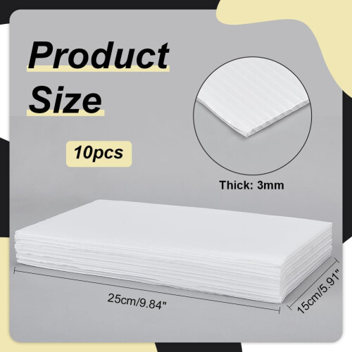 NBEADS 10Pcs Corrugated Plastic Sheets, 3mm Thick Plastic Board Moldable Plastic Sheets PP Plastic Hollow Board for Architectural Models Sand Table B 1