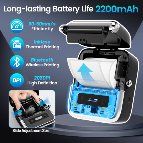 Phomemo M250 Label Maker Machine, 3 Inch Thermal Label Printer, Thermal Barcode Label Maschine with 1 Roll Label for Barcode, Name, Address, Labeling 1