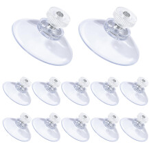 nuoshen 12 PCS Sucker Cups, 41 mm Plastic Sucker Pads Round Threads Suction Cups with knurled nut Clear for Daily Hanging Extra Strong Suction Holder
