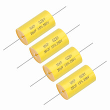 sourcing map 4Pcs 20uf Frequency Divider Capacitor, 250V Axial Audio Speaker Crossover MKP Film Capacitor