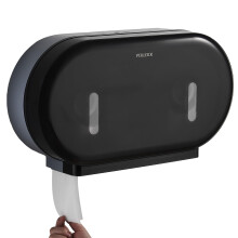 Pollock Extra Large Capacity Dual Roll Toilet Paper Dispenser – No-Drill Installation | Heavy Duty ABS | Movable Divider | Visible Window | Two-Lock