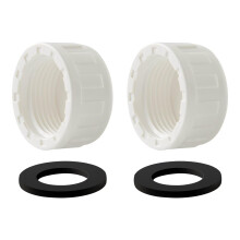 Sink Trap Blanking Cap, 2 Pack 32mm / 1.25inch Blanking Caps with Washer for Sink Waste Pipe, Universal Appliance PVC Thread Cap for Washing Machine