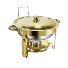 WENMILY Gold Chafing Dish Buffet Set 5L [Robust and Easy Assembly],Round Chafing Dishes,Stainless Steel Warming Containers[Elegant Gold and Silver],F
