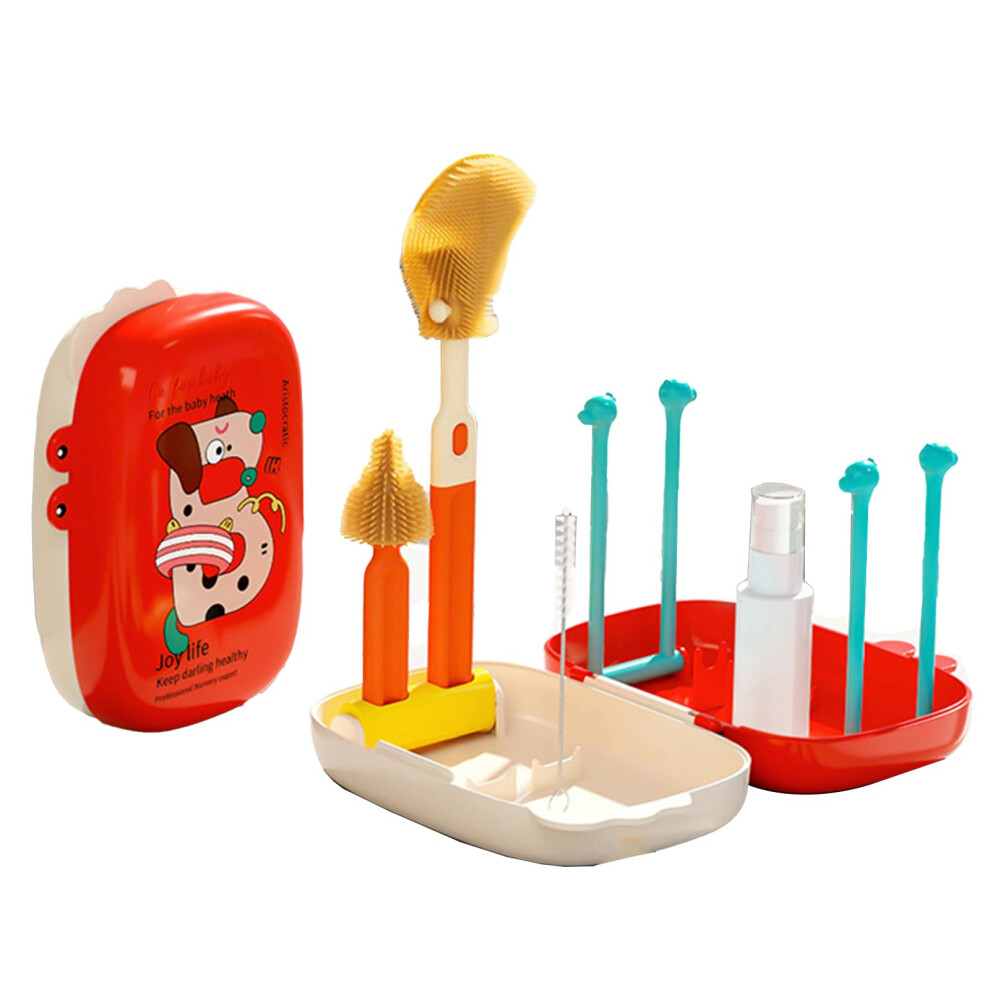 Baby Bottle Brush Set with Soft Silicone Bristles, 360 Deep Cleaning and Quick Drying Rack