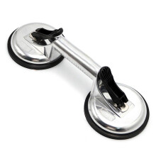 Heavy Duty Aluminum Double Handle Suction Cup Plate Professional Glass Puller/Lifter/Gripper (2 claw silver)