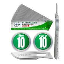 Surgical Scalpel Surgical Blades # 10 Stainless Steel Sterile Pack of 10 and Handle No 3 Perfect for wood art, Surgical, Sculpting, Repairs, Lab Anat