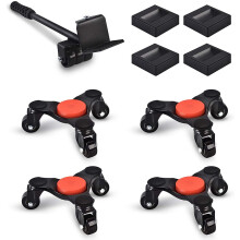 Ronlap 6-Inch Steel Tri-Dolly, 3-Wheel Furniture Mover's Dolly with Lifer, Heavy Furniture Moving Rollers, Swivel Caster, 200 KG Capacity 4 Pack, Bla
