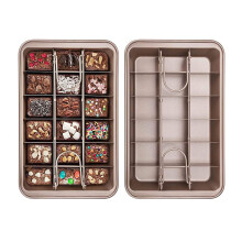 Hniuyun Brownie Pan With Dividers - Non-Stick 18 Pre-Slice Baking Tray, High Carbon Steel Bakeware for Oven, Size 12 X 8 X 2 Inches