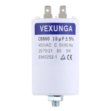 VEXUNGA CBB60 Capacitor 18uF 450V Start Capacitor 18µF 450Volt Motor Capacitors 45x70MM M8 50/60Hz Connector for Washing Machine Water Pump