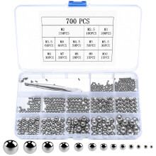 700 Ball Bearings Stainless Steel Balls, 304 Stainless Steel 2-10mm Precision Bearing Balls, Suitable for Bicycles, Skateboards, Roller Skates, Etc.,