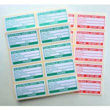 PAT Testing Stickers. 600 Pass / 60 Fail. Portable Appliance Test Stickers. 50 x 25mm Red & Green PAT test labels. EJI Labels