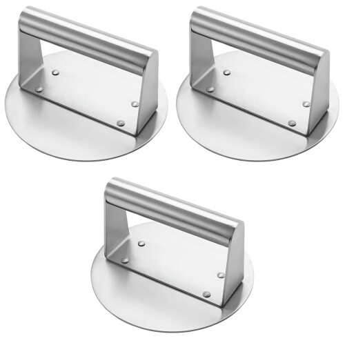 3Stk Burger Rund Patty Maker Küchen Tool Silber 2