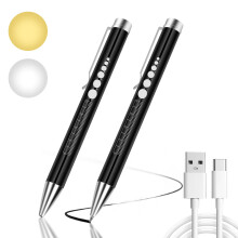 Flintronic 2PCS Diagnostic Medical Penlight, Rechargeable Handwrite Pen Torch Light with Pupil Gauge and Clip, First Aid Doctors Nurses Flashlight Me