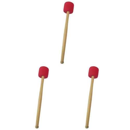 3Stk Bass Drum Hammer Drumsticks Mit Holzgriff Rote Percussion Sticks 1