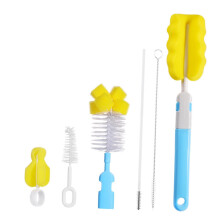 6pcs Bottle Cleaning Brush Set for Narrow Neck Bottles and Straws, Soft Sponge Baby Bottle Cleaner with Non‑Scratch Dual Brush Heads, Blue
