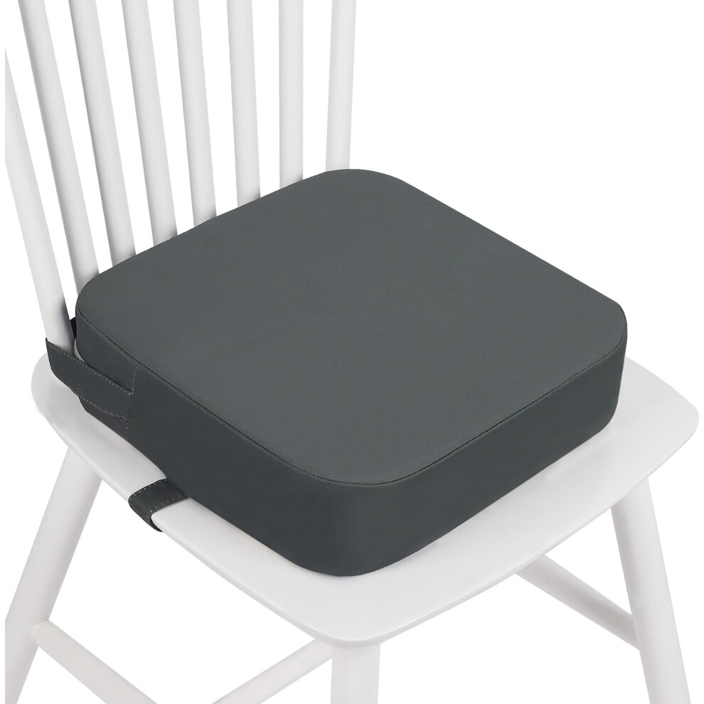 Toddler Booster Seat For Dining Table With Nonslip Base, Adjustable Straps And Washable Cushion Grey