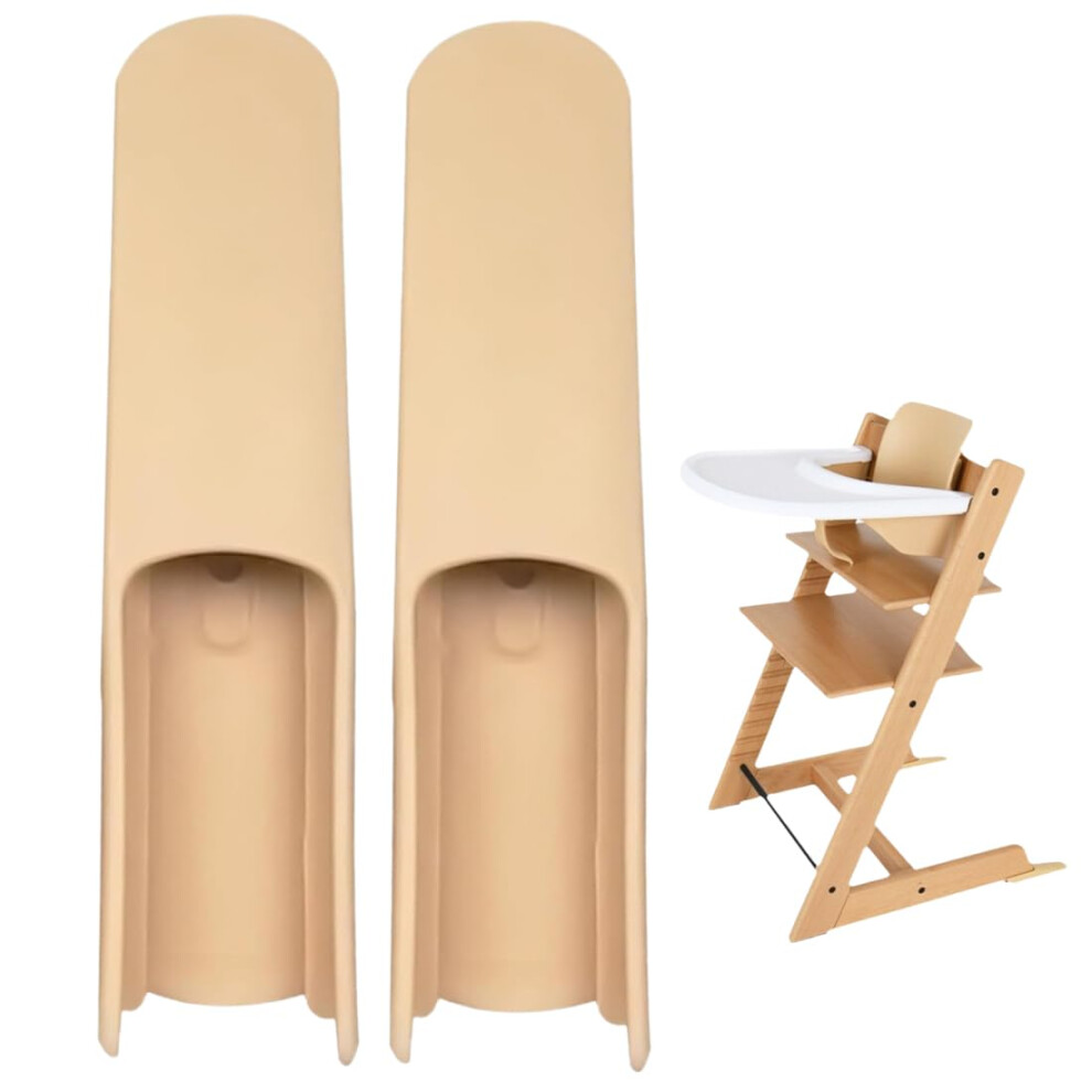 Highchair Leg Extenders for Stokke Tripp Trapp, NonSlip Floor Protectors Wood Color Baby Chair Feet