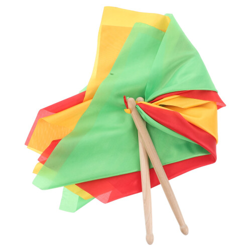 3Pairs Solid Wood Rhythmic Dance Drumsticks with Bright Silk Ribbons 2