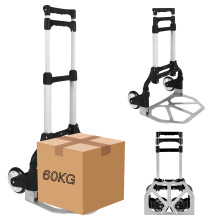 Trendi Heavy Duty Folding Hand Truck - Aluminum Trolley with 60KG Capacity, Multi-Purpose Sack Barrow, Foldable Shopping Trolley for Camping, Garden,