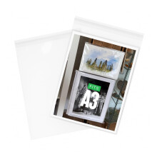 HNTR A3 Clear Cellophane Bags Large | 100 Pack | Large Cellophane Bags for Prints | Crystal Clear A3 Plastic Sleeves | 305 x 425 mm | 40 Micron | Fo