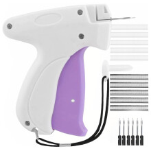 Micro Stitch Gun for Clothes - Quick Stitch Gun for Clothes with 6 Needles & 500 Black 500 White Glue Needles, Stitchy Quick Clothing Fixer Tag Insta