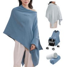 2 Pack Organic Cotton Muslin Nursing Covers, Breathable 5‑in‑1 Breastfeeding Cover and Scarf