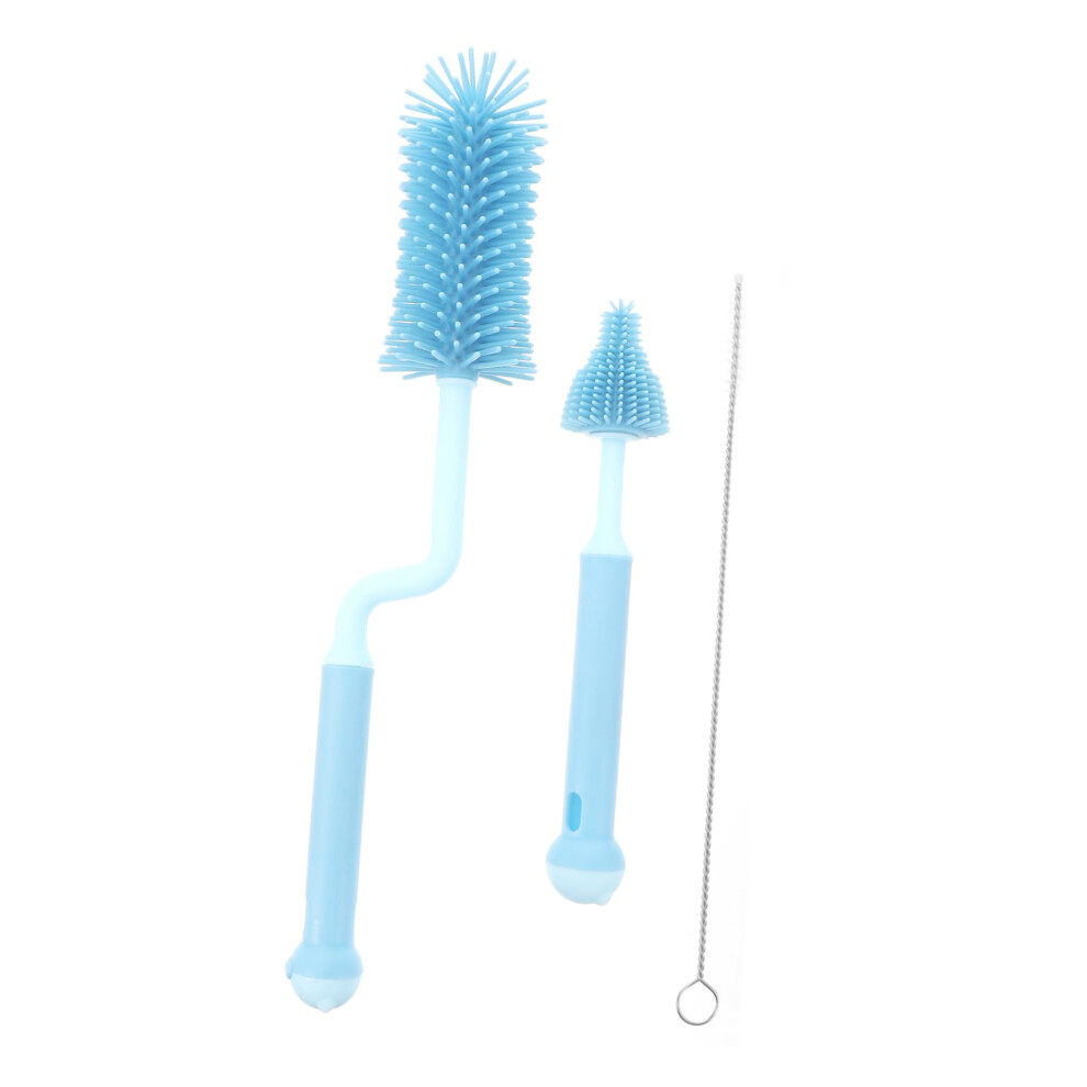 360 Rotating Baby Bottle Brush Set with Silicone Pacifier Cleaning Brush and Ergonomic Grip Handle