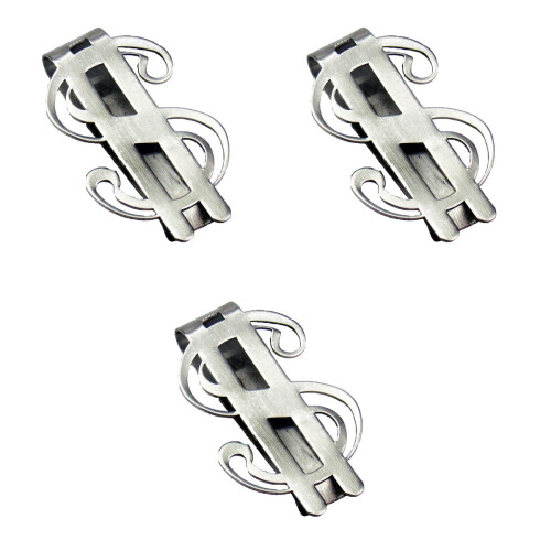 3Pièces Clips À Argent En Acier Double-Face Pour 2