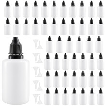 MUKSUET 50 Pack 50ml Dropper Bottle, Plastic Bottles with Lids and 10 Funnel, Squeezable Drop Bottle, Empty Dropper Bottles for Essential Oil Paint L