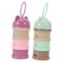 2pcs Baby Formula Dispenser Set, Stackable Milk Powder Container with Tight Seal for Travel Feeding, Gray and Purple