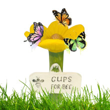 Wuvfojca 2 Pack Bee Watering Cups 6.5x11cm Flower Shaped Bee Waterer Resin Birds Butterfly Drinking Station Safe Hydration For Bees Pollinators Acces