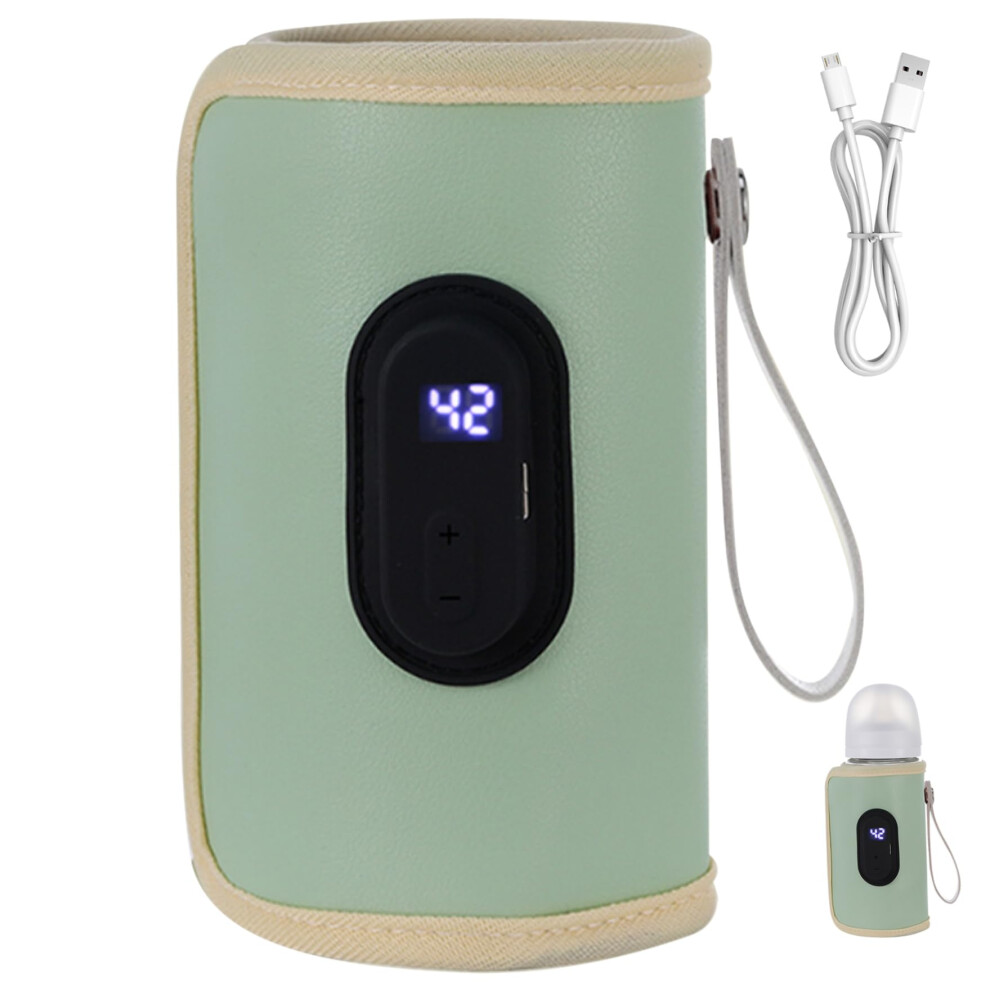 Portable Baby Bottle Warmer 18W Fast Heating Usb Typec Powered Adjustable Temperature For Travel Green