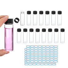 PATIKIL 40ml Clear Glass Vials, 15 Pack Sample Vials with Screw Cap Reagent Media Bottle with Labels Leak-Proof Liquid Sample Glass Vial for Lab Labo