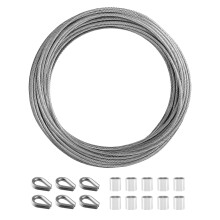 10m 2mm Stainless Steel Wire Rope Cable Heavy Duty Rust-Resistant PVC Coated Steel Wire 7x7 Strand Core Metal Cable with Aluminum Crimp Sleeve and Th